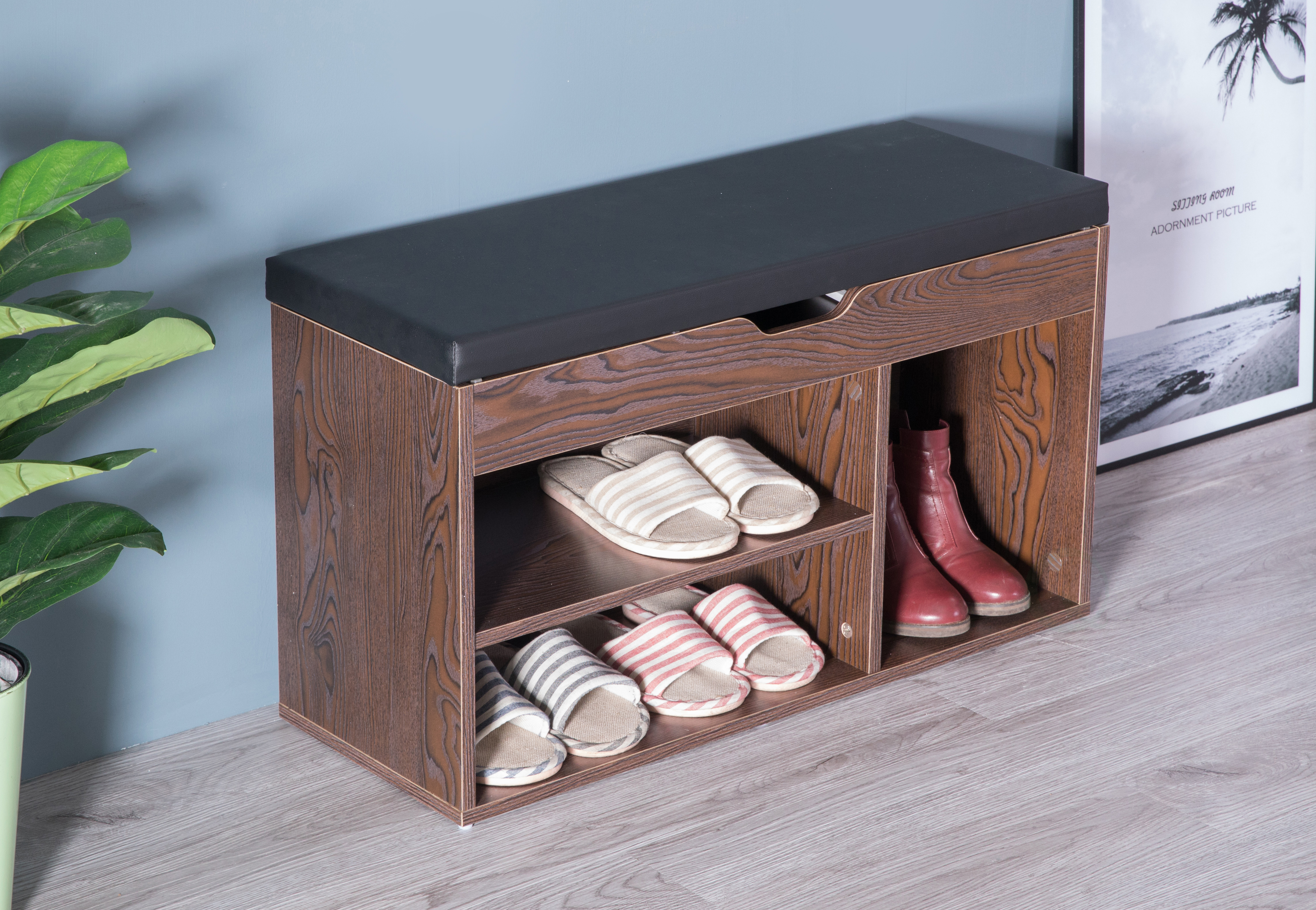 Entryway Storage Shoe Rack with Top Seat